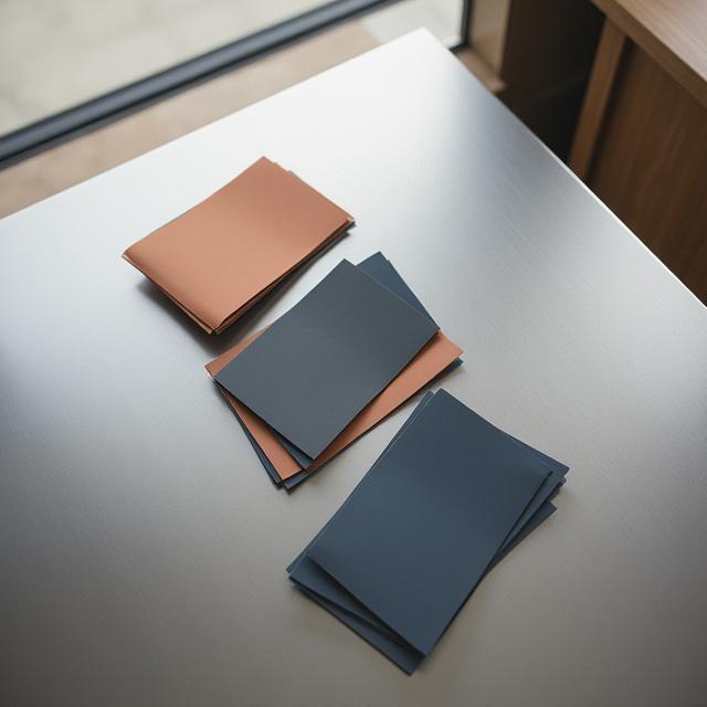 Verschiedene Designs von TerraPass Keramik-Mautkarten auf einem technischen Zeichentisch